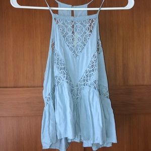 PacSun Halter Neck Blue Lace Tank Top